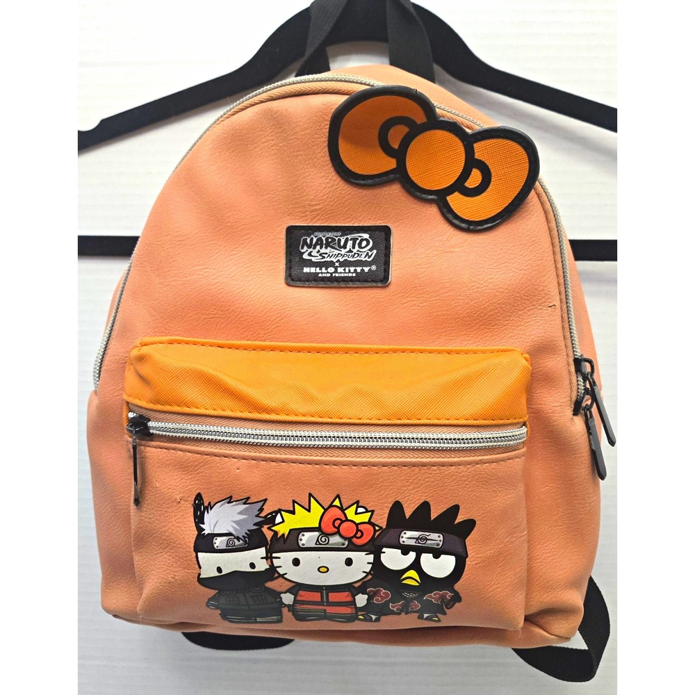 Sanrio Naruto Shippuden x Hello Kitty Mini Backpack Faux Leather Peach Orange